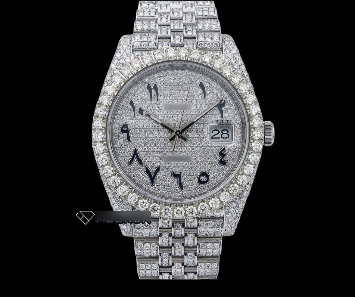 Rolex Datejust Diamond Paved Fully iced out Arabic numerals