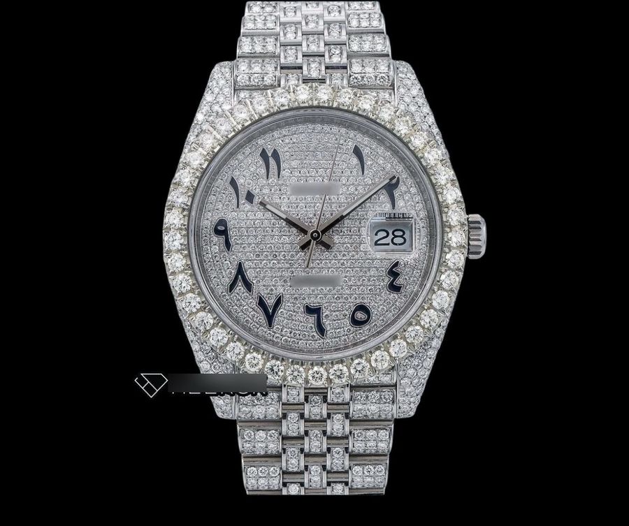 Rolex Datejust Diamond Paved Fully iced out Arabic numerals