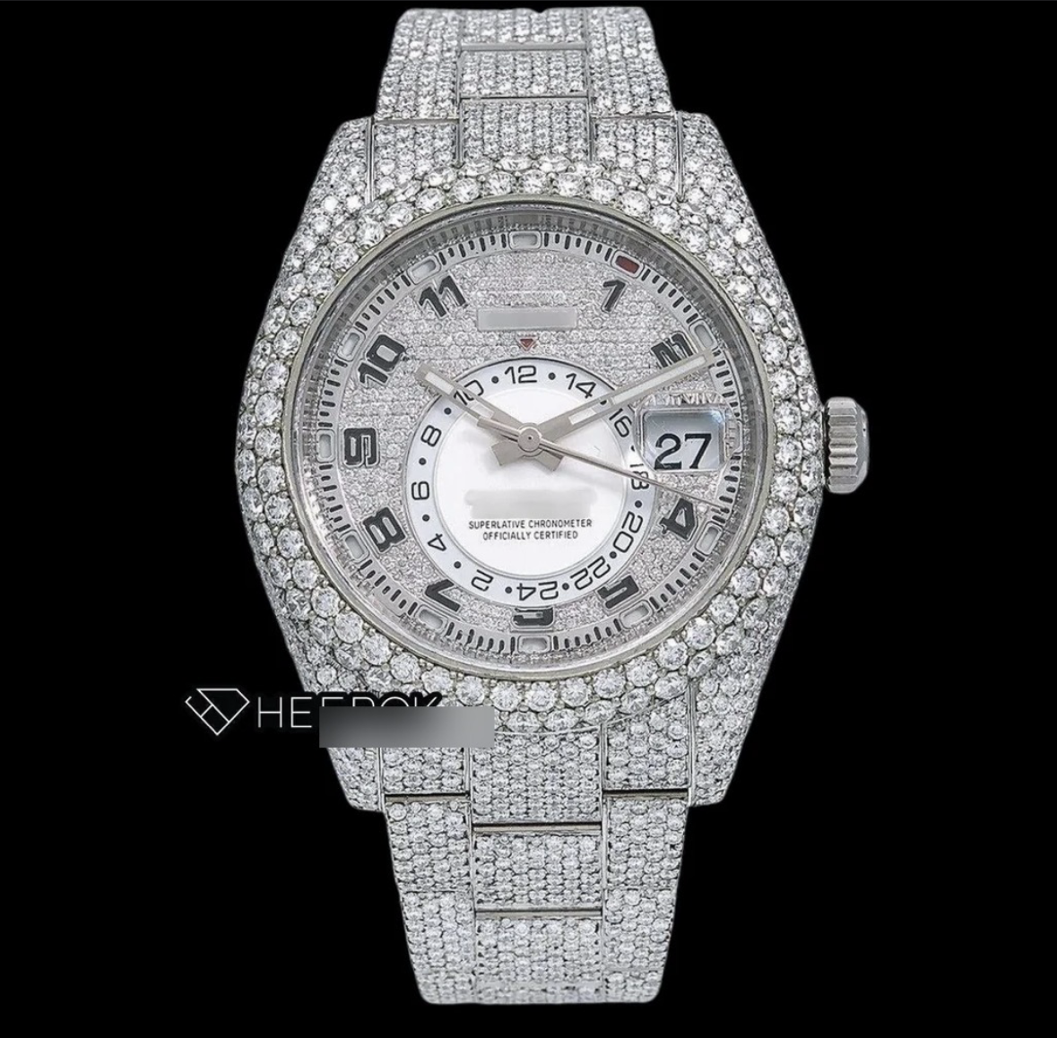 Rolex Sky-Dweller Diamond Paved Dial Standard Numerals Diamond Bezel
