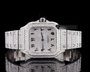 Cartier Santos Black Arabic Numerals Fully Iced Out